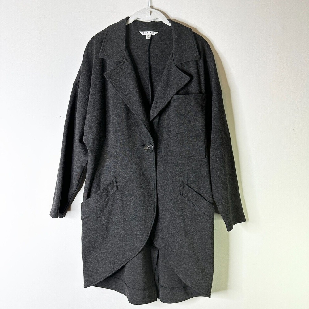 Cabi Coat Women S Heather Gray Lisbon Knit Topper Jacket HighLow Athleisure NWOT